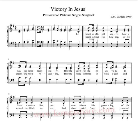 Victory in Jesus sheet music "Eugene Bartlett" in G Major...