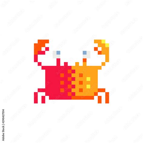 Crab character pixel art icon. Element design for logo, stickers, web, embroidery and mobile app ...