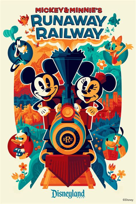 Attraction Poster for Mickey & Minnie's Runaway Railway at Disneyland Shows Same Scenes as ...