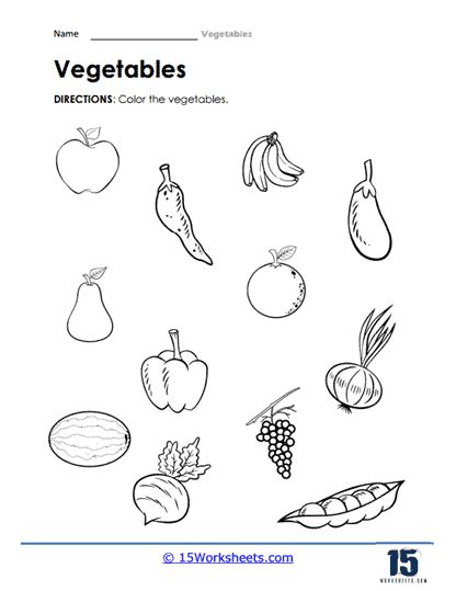 Vegetables Worksheets - 15 Worksheets.com