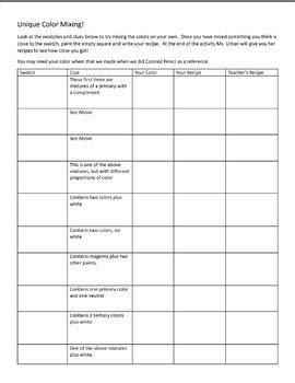 The Color Mixing Game! by Ms Urbans Art Room | TPT