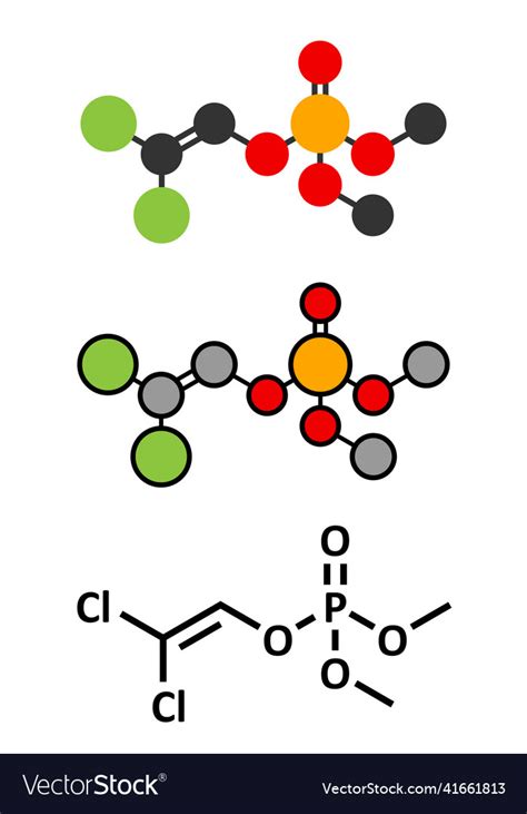 Dichlorvos organophosphate insecticide molecule Vector Image