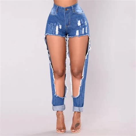 Aliexpress.com : Buy Jeans Women Big Hole Pant Casual Ripped Boyfriend ...