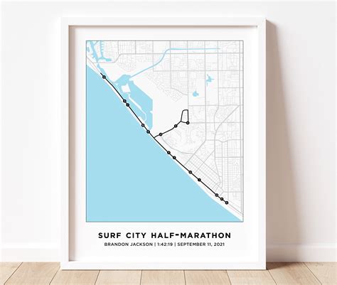 Surf City Half-marathon Course Map Personalized Surf City - Etsy