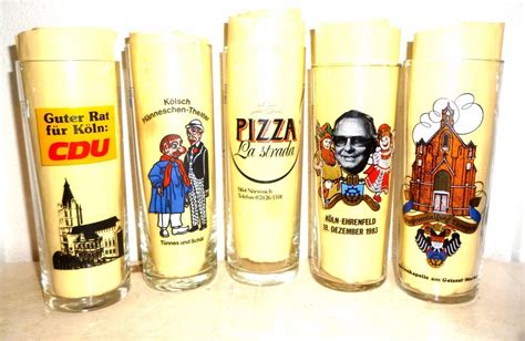 5 Sester Kolsch Cologne Varieties German Beer Glasses - Germany