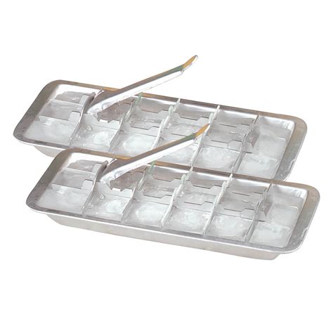 Vintage Kitchen Aluminum Metal Ice Cube Trays, Set of 2 – Each Tray Features 18 Slot Ice Cube ...