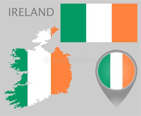 Ireland Flag, Map and Map Pointer Stock Vector - Illustration of blank ...