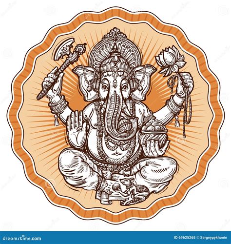 Ganesh Chaturthi. Hand-drawn Sketch Religious Symbol of Hinduism ...