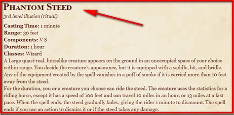 Phantom Steed D&D 5th Edition - D&D 5e Character Sheets