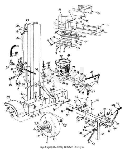 MTD 243-637-190 25 Ton Log Splitter (1993) Parts Diagram for Log Splitter 25 Ton