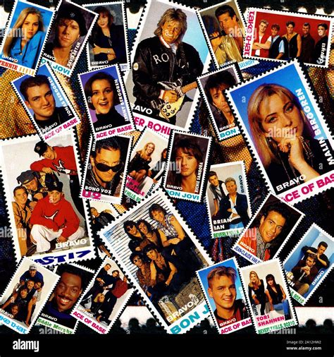 Collage with popular vintage entertainment celebrities, circa 1980's ...