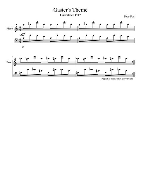 Gaster's Theme sheet music for Piano download free in PDF or MIDI