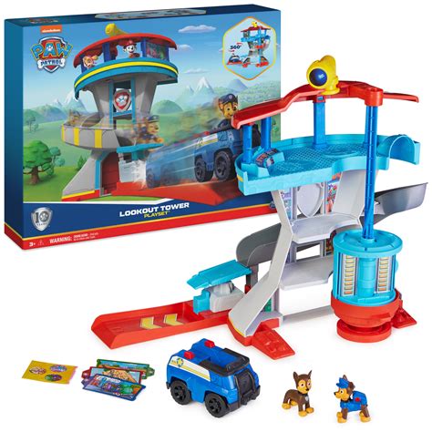 PAW Patrol Adventure Lookout Tower Playset with Chase Action Figures and Police Cruiser ...