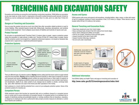 Trenching and Excavation Safety | OSHA Safety Poster for Workplace