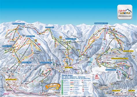 Zell am Ziller Piste Map | Ski Area Map Zillertal Arena - Mychaletfinder