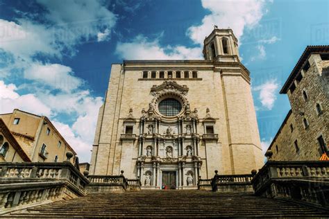 The Girona Cathedral (Cathedral of St. Mary of Girona), a Roman Catholic church, Girona ...