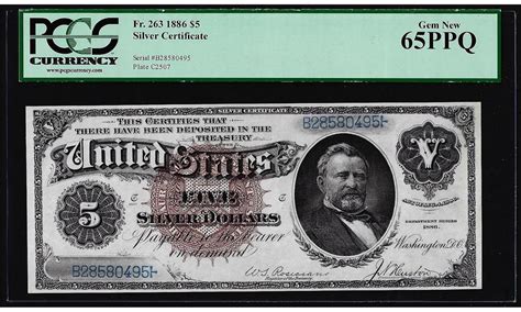 1886 $5 Silver Certificate Note Fr.263 PCGS Gem New 65PPQ