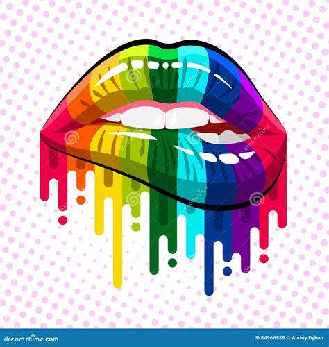 Rainbow color lips stock vector. Illustration of cosmetic - 84966989