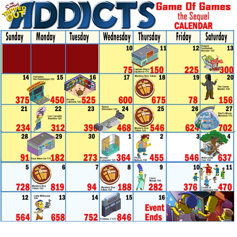 Game of Games Calendar and Math You Need to Get It AllThe Simpsons Tapped Out AddictsAll Things ...