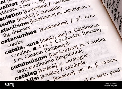 English-Catalan dictionary - entry for 'Catalan' Stock Photo - Alamy