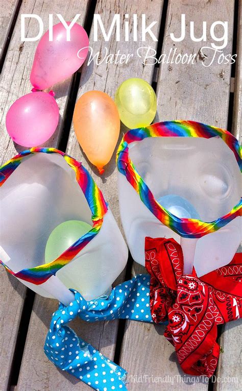 diy milk jugs and balloons on a picnic table