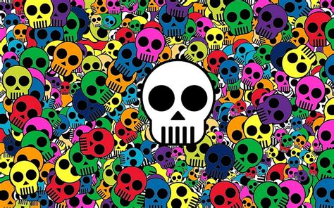 HD wallpaper: multicolored skull wallpaper, background, bright, multi ...