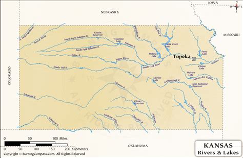 Kansas River Map, Kansas Rivers and Lakes