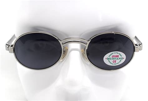 Occhiali da sole uomo montatura ovale tondo doppio ponte in metallo grigio Sunglasses man frame ...