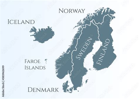 scandinavia map. Norway, Sweden, Finland, Denmark, Iceland and Faroe ...