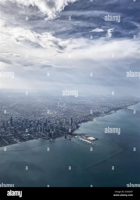 Chicago skyline from sky Stock Photo - Alamy