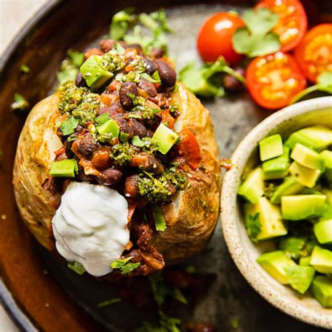 Jacket Potatoes with Spicy Baked Beans and Chimichurri Sauce - The Veg ...