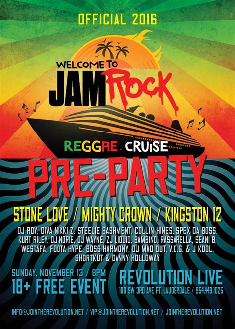 Official Welcome to Jamrock Cruise Pre-Party - Revolution Live