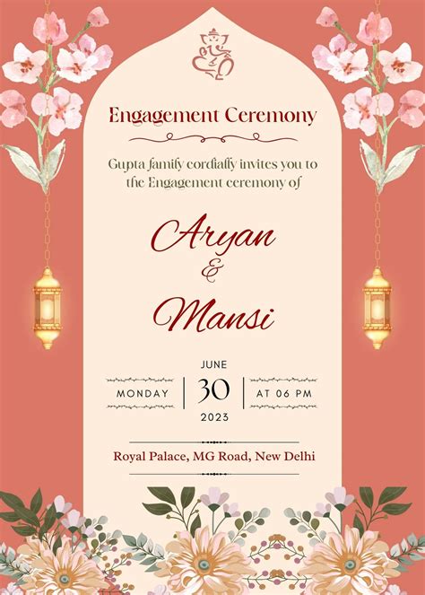 Ring Ceremony Invitation Card | Engagement Invitation Maker [New Designs]