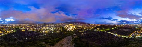 Aerial Acropolis at Night Athens Greece 360 Panorama | 360Cities