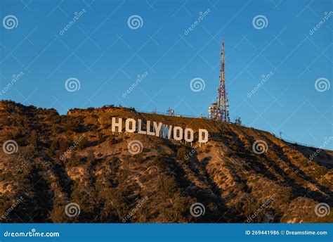 Hollywood Sign at Sunset editorial photo. Image of letters - 269441986