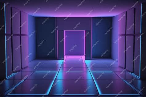 Premium Photo | Ultraviolet light room in neon 80's retro style empty space with reflective ...