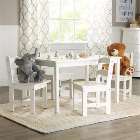 UBesGoo Kids Furniture Table and Chair Set Activity Table Chair Set Wooden Table & 4 Chairs ...