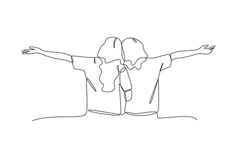 Continuous one-line drawing friendship of two women. Friendship Day ...