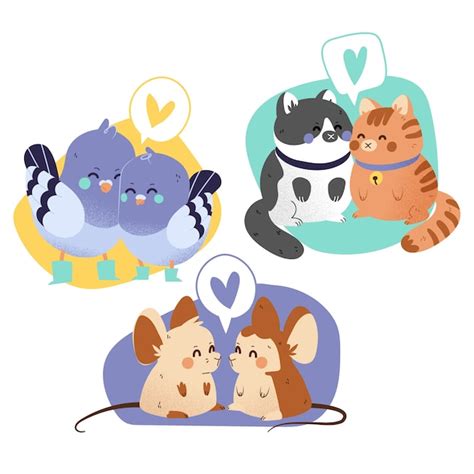 Free Vector | Cute animal couples collection