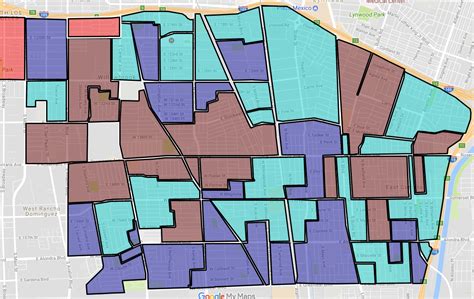 Gang territories in Compton, CA as of 2016. Blue... - Maps on the Web