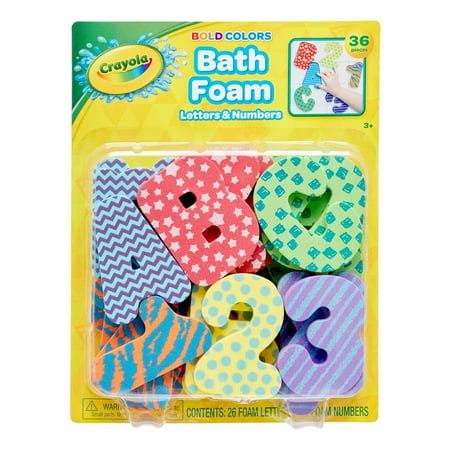 Crayola 36-Piece Bath Foam Letters and Numbers Set, Bold Colors ...