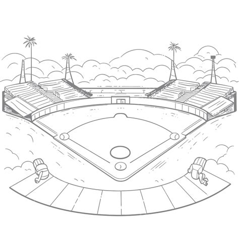 Color Print Of A Baseball Stadium Coloring Page Outline Sketch Drawing Vector, Baseball Drawing ...