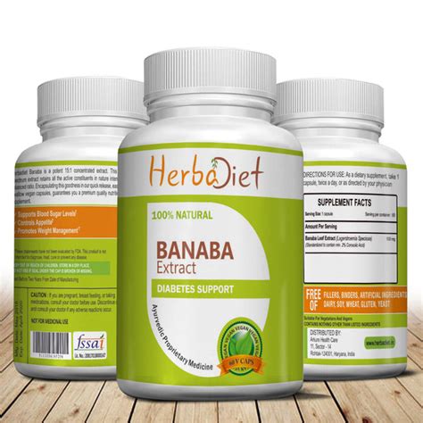 Banaba Leaf Extract Capsules Herbal Blood Sugar Insulin Weight Loss ...