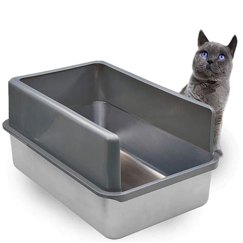 Buy iPrimioEnclosed Sides Stainless Steel Litter Box - XL for Big Cats - Stainless Easy Cleaning ...