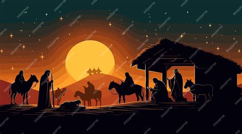 Premium Vector | Biblical story of Christmas flat cartoon background Vector illustration