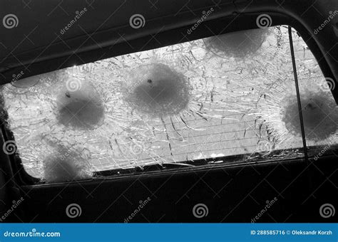 Big Crack To Windshield of Car from Fragment Military Sniper Bullet Stock Photo - Image of armed ...