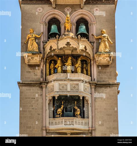 Messina Cathedral with the largest mechanical clock in the world, 12th century, Messina, Sicily ...