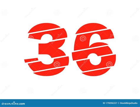 Modern Red 36 Number Design Vector Illustration. Numeral Vector Trendy Flat Line Style Stock ...