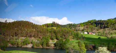 Beautiful Shot of a Lake in the Rural Countryside with Houses on the Shore in Vestland, Norway ...