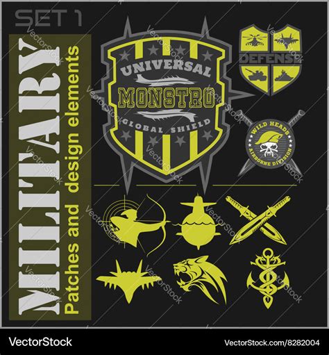 Set of military patches logos badges and design Vector Image